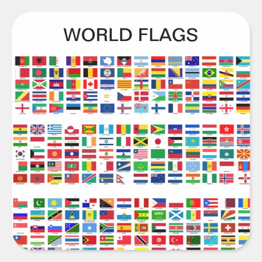 World Flags Quadratischer Aufkleber (Vorderseite)