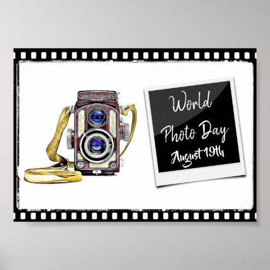 World Foto Day August 19. Kleines Plakatzeichen Poster (Vorne)