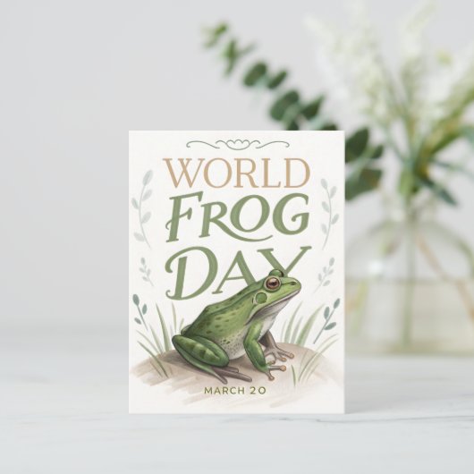 World Frog Day Watercolor Nature Art Postkarte (Stehend Vorderseite)