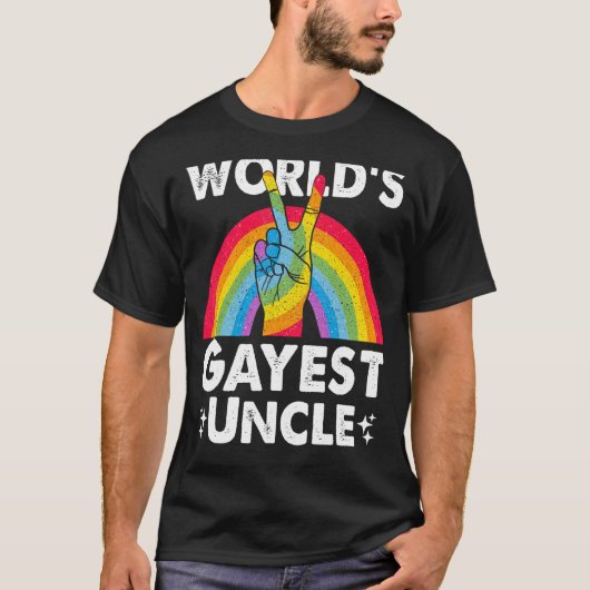 World Gayest Uncle Proud Papa Gay Pride Monte Rai T-Shirt (Vorderseite)