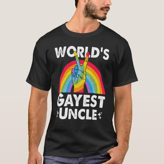 World Gayest Uncle Proud Papa Gay Pride Monte Rai T-Shirt (Vorderseite)