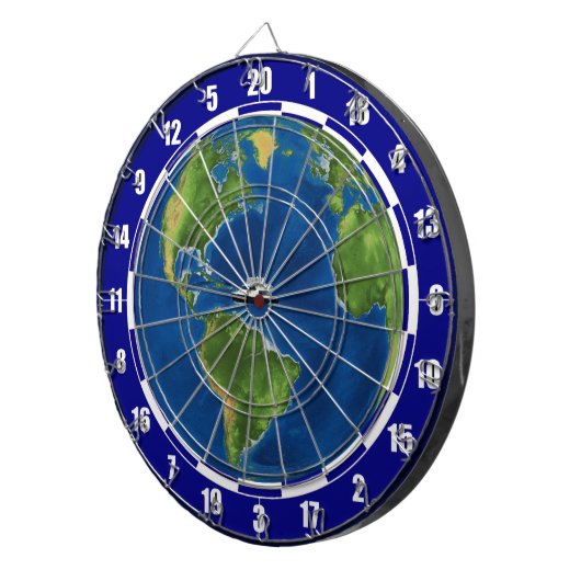 World Globe and Ship on Blue Dartscheibe (Vorderseite rechts)