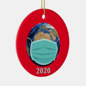 World Globe Face Maske 2020 Covid Chritsmas Keramik Ornament (Rechts)