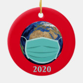 World Globe Face Maske 2020 Covid Chritsmas Keramik Ornament (Hinten)