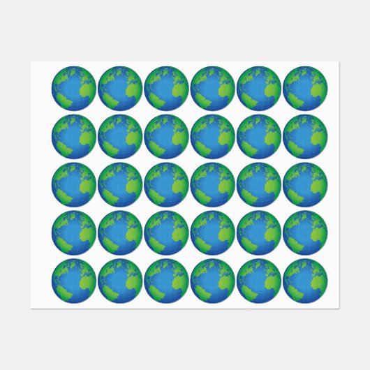 World Globe Map Etiketten (Blatt)