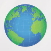 World Globe Map Etiketten (Design 1)