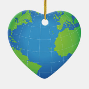 World Globe Map Keramik Ornament