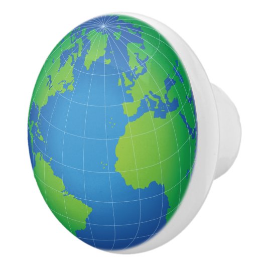 World Globe Map Keramikknauf (Rechts)