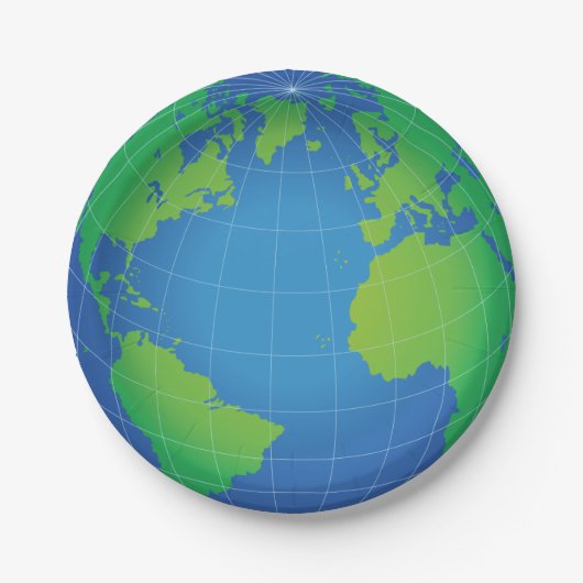 World Globe Map Pappteller (Vorderseite)