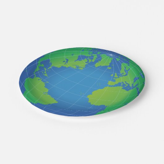 World Globe Map Pappteller (Schrägansicht)