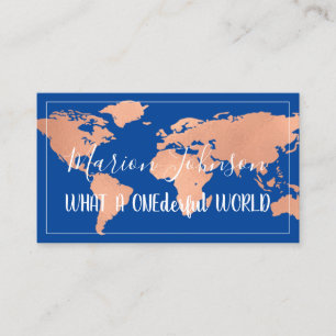 World Globe Map Reiseagentur Copper Rose Fame Blu Visitenkarte