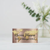 World Globe Map Reiseagentur Rose Gold Glitzer Visitenkarte (Stehend Vorderseite)