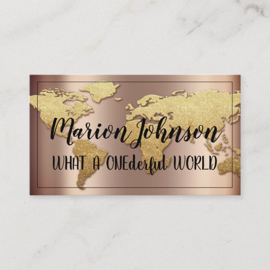World Globe Map Reiseagentur Rose Gold Glitzer Visitenkarte (Vorderseite)