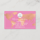 World Globe Map Reiseagentur Rose Ruhm pink Visitenkarte (Rückseite)