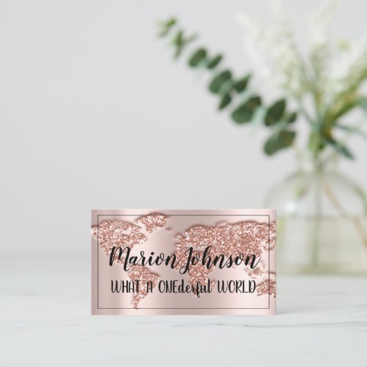 World Globe Map Reiseagentur Rose Ruhm Rose Busi Visitenkarte (Stehend Vorderseite)