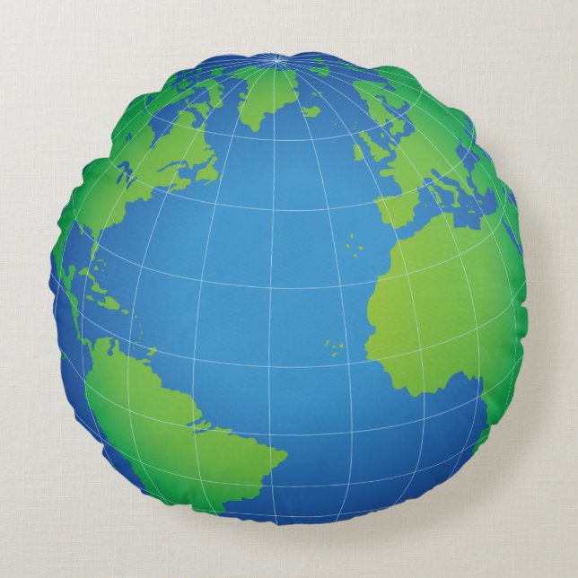 World Globe Map Rundes Kissen (Vorderseite)