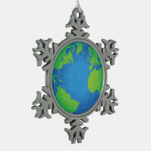 World Globe Map Schneeflocken Zinn-Ornament (Links)