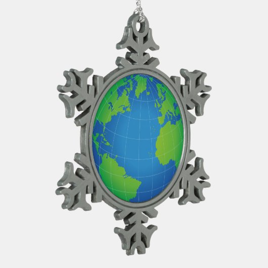 World Globe Map Schneeflocken Zinn-Ornament (Links)