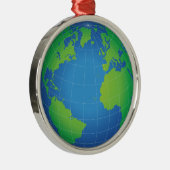 World Globe Map Silbernes Ornament (Rechts)