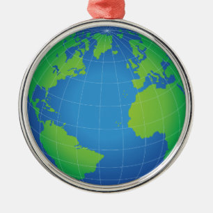 World Globe Map Silbernes Ornament
