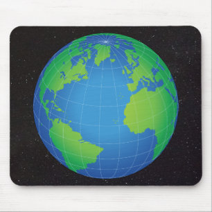 World Globe Map Starry Sky Mousepad