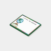 World Globe on Stack of Books Personalisiert Teach Post-it Klebezettel (angewinkelt)