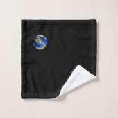 World Globe & Text on Black Bath Towel Set (Waschlappen)