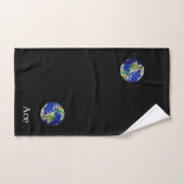 World Globe & Text on Black Bath Towel Set (Handtuch)