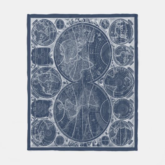 World Globes Blueprint Fleecedecke (Vorderseite)