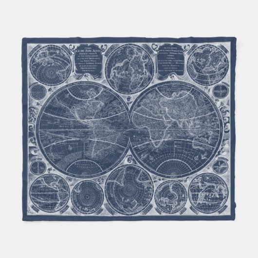 World Globes Blueprint Fleecedecke (Vorderseite (Horizontal))