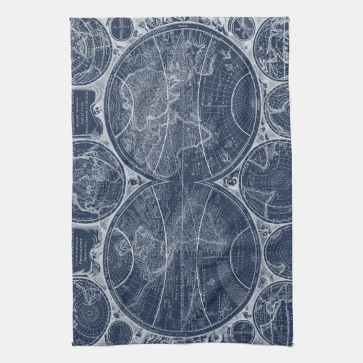 World Globes Blueprint Handtuch (Vertikal)
