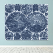 World Globes Blueprint Leinwanddruck (Insitu (Holzboden))