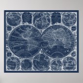 World Globes Blueprint Poster (Vorne)