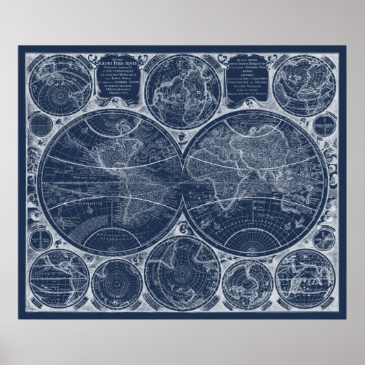 World Globes Blueprint Poster (Vorne)