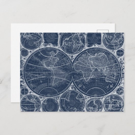 World Globes Blueprint Postkarte (Vorne/Hinten)