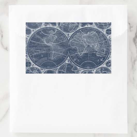 World Globes Blueprint Rechteckiger Aufkleber (Tasche)