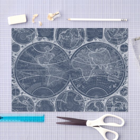 World Globes Blueprint Seidenpapier (Handwerk)