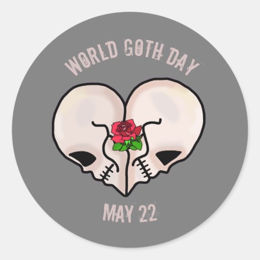World Goth Day Aufkleber Herz Skull (Vorderseite)