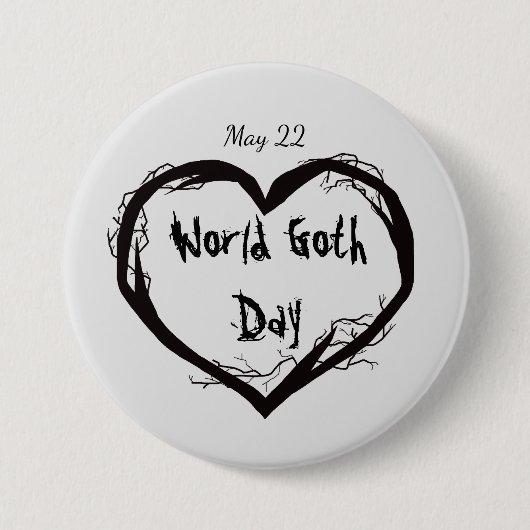 World Goth Day Button mit dem Herzstück der Toten  (Vorderseite)