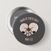 World Goth Day Button mit Herz Skull (Vorne & Hinten)