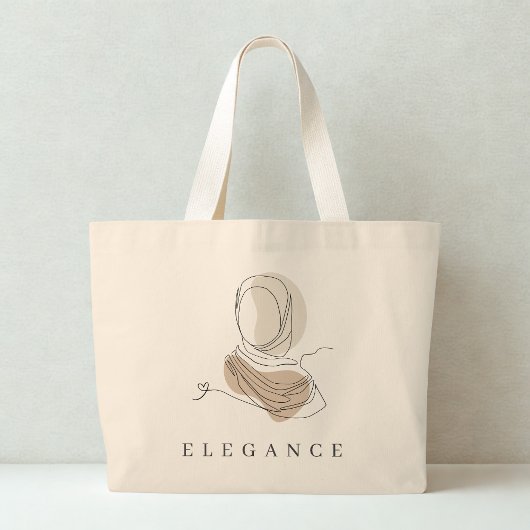 World Hijab Day Elegance Tote | Minimal Line Art Jumbo Stoffbeutel
