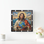 World in His Hands: Love Defined Quadratische Wanduhr (Zuhause)