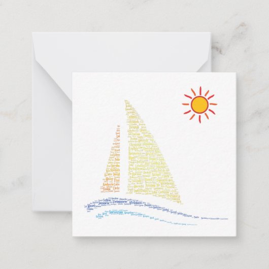 World Language Sailboat Note Card Mitteilungskarte (Vorderseite)