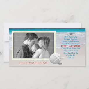 World Languages Merry Christmas Ocean Beach Card Feiertagskarte