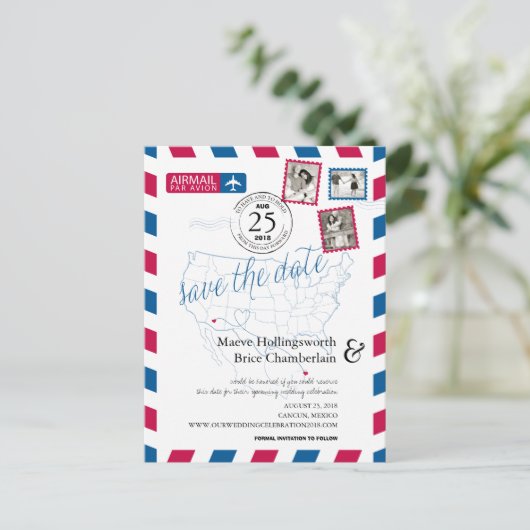 World Locations Arizona to Cancun Airmail Ankündigungspostkarte (Stehend Vorderseite)