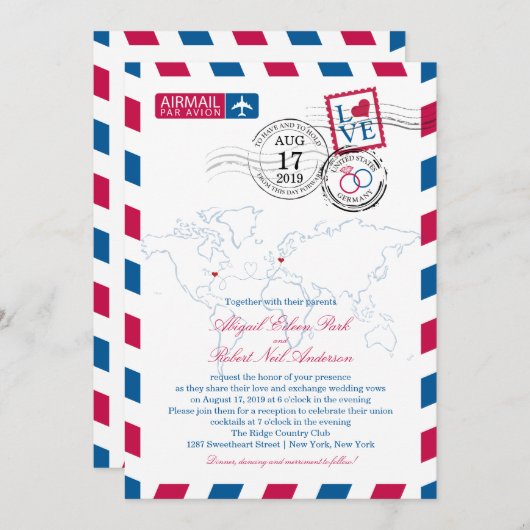 World Locations USA und Deutschland Airmail | Hoch Einladung (Vorne/Hinten)