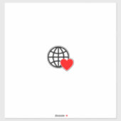 World Love Globe Icon | Heart Earth Summer Design Aufkleber (Blatt)