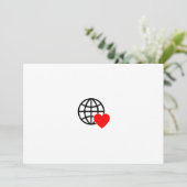 World Love Globe Icon | Heart Earth Summer Design Dankeskarte (Stehend Vorderseite)