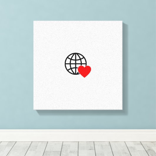 World Love Globe Icon | Heart Earth Summer Design Leinwanddruck (Insitu (Holzboden))
