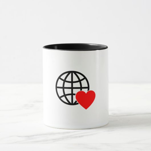 World Love Globe Icon | Heart Earth Summer Design Tasse (Zentrum)